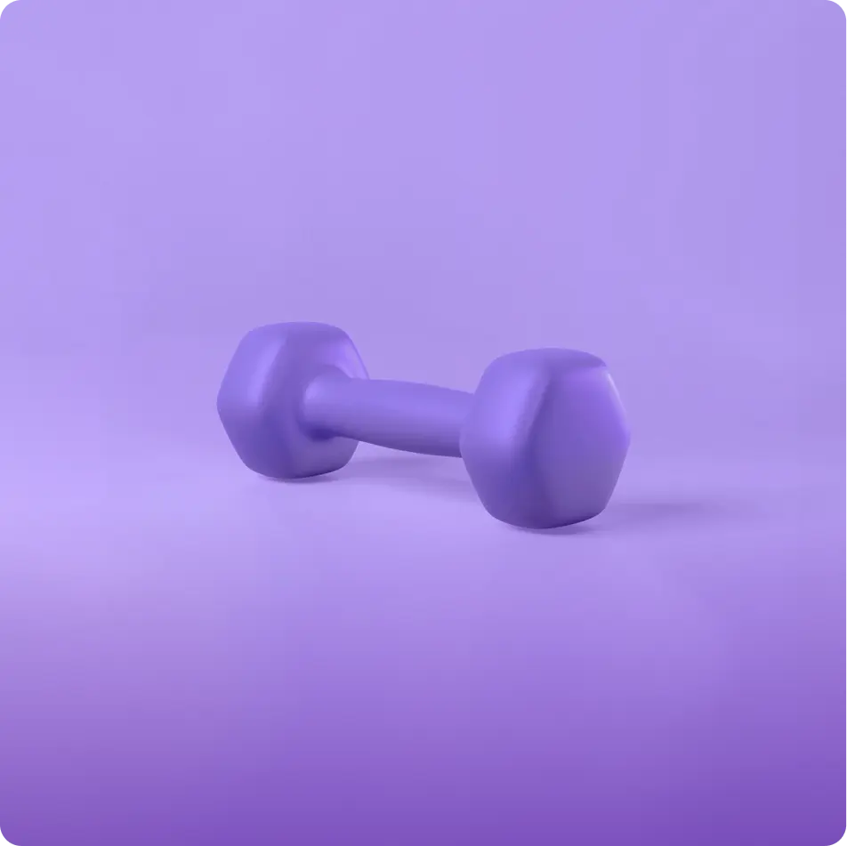 A purple dumbbell representing heavy feeling eyes